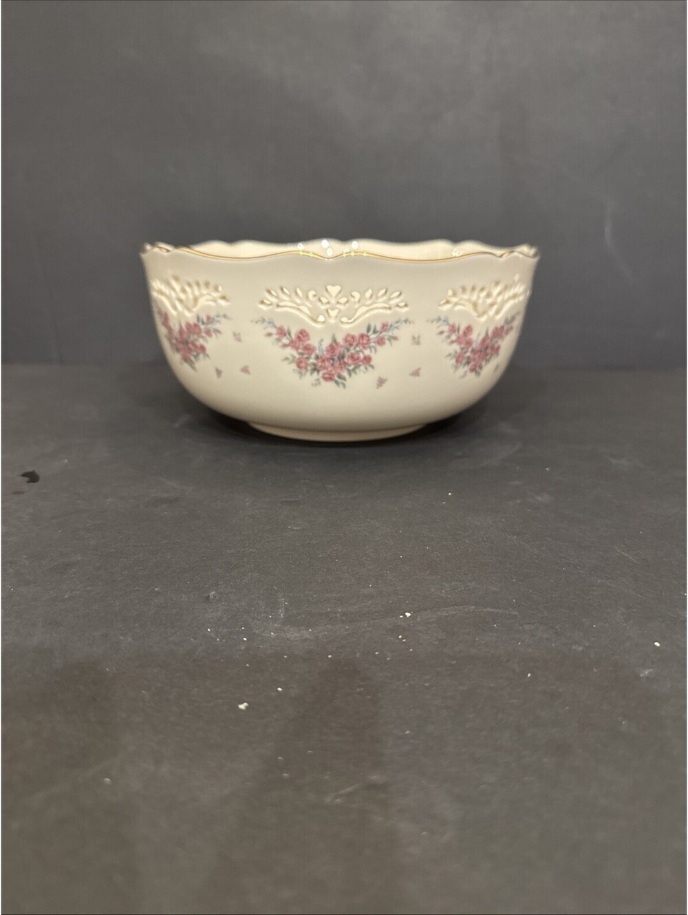 Lenox Petite Rose Round Pierced Serving Bowl, 8 1/8” W x 3 5/8” H
